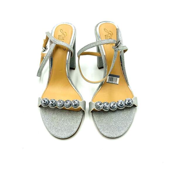 NWT Badgley Mischka Jewel Leilani Silver Block Heels, Women's 8 (GG) - Picture 6 of 11